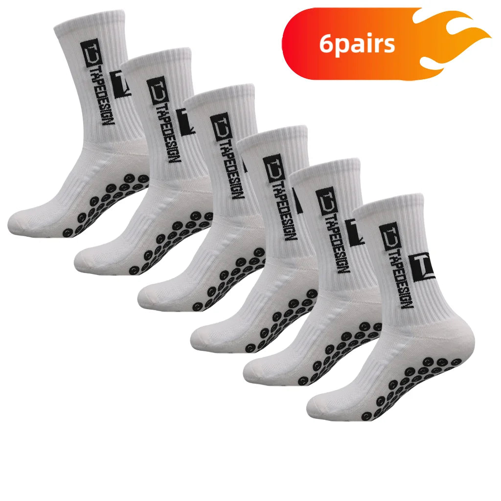 6 Pairs Anti-Slip Football Grip Socks – Pro Tape Style