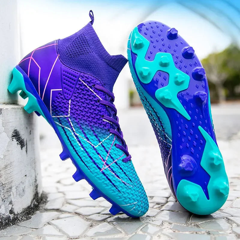 Light football boots – White & Blue | Pro Grip and Comfort