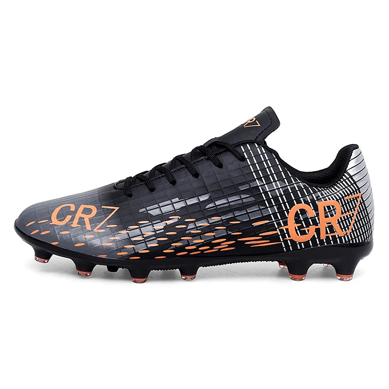 CR7 soccer boots - (Black & Orange) speed boots for artificial grass