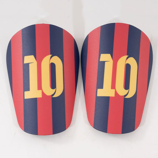 Striped Red & Navy Shin Pads – Classic #10 Edition