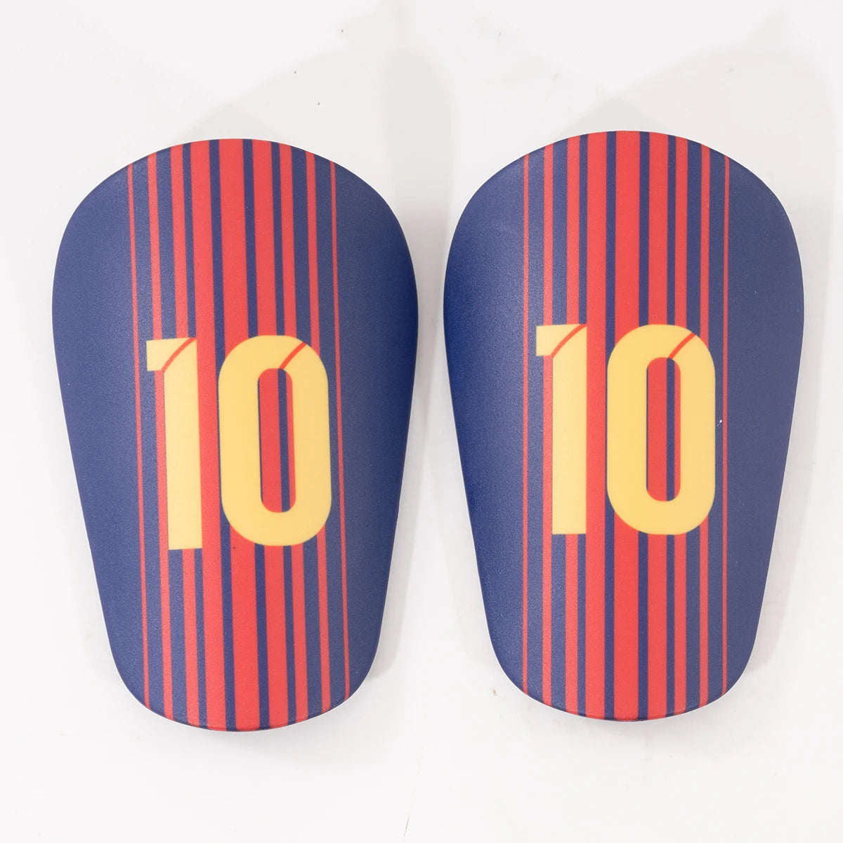 Striped Red & Navy Shin Pads – Classic #10 Edition