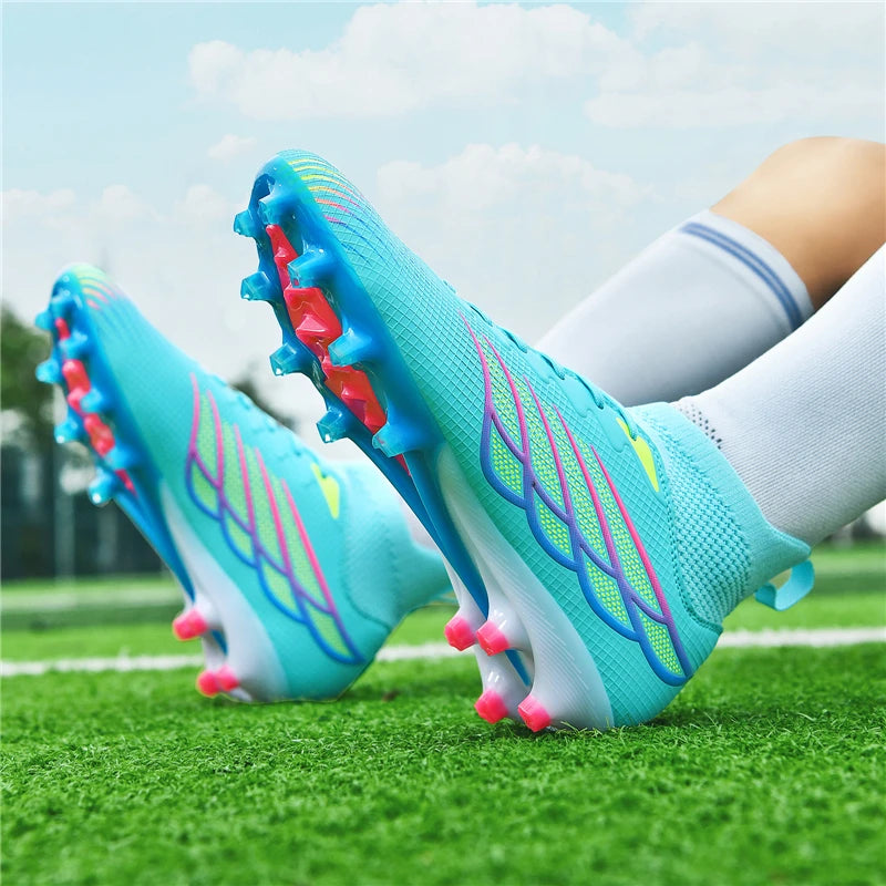 Men’s Black High-Top Football Boots – Lightweight Firm Ground Shoes with Ankle Support