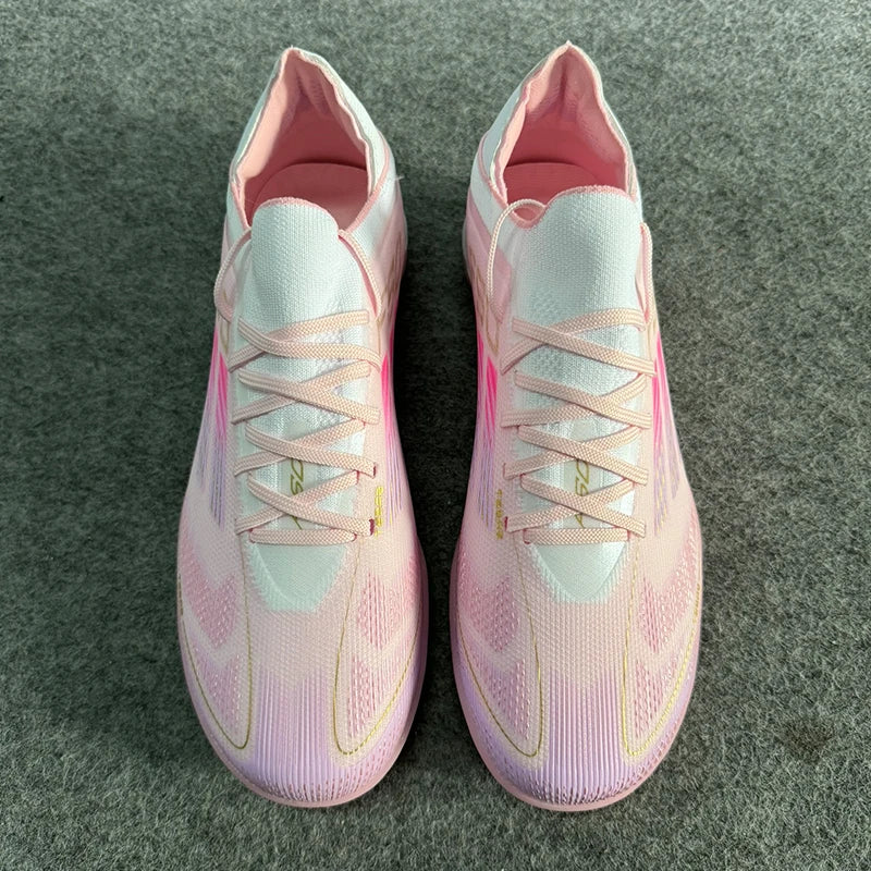 “Pink & White Turf Soccer Cleats – Lightweight Speed Boots”