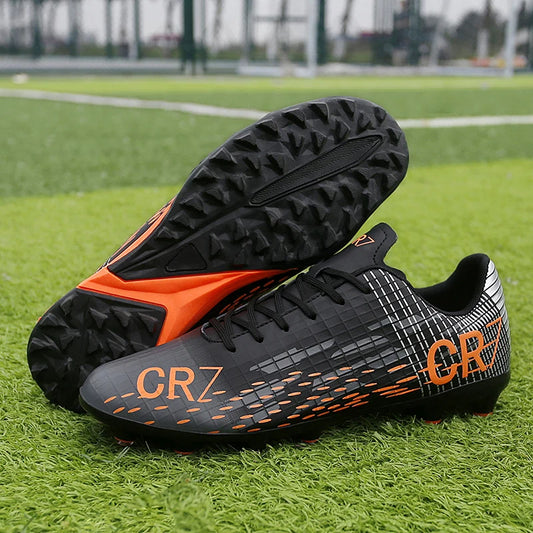CR7 soccer boots - (Black & Orange) speed boots for artificial grass