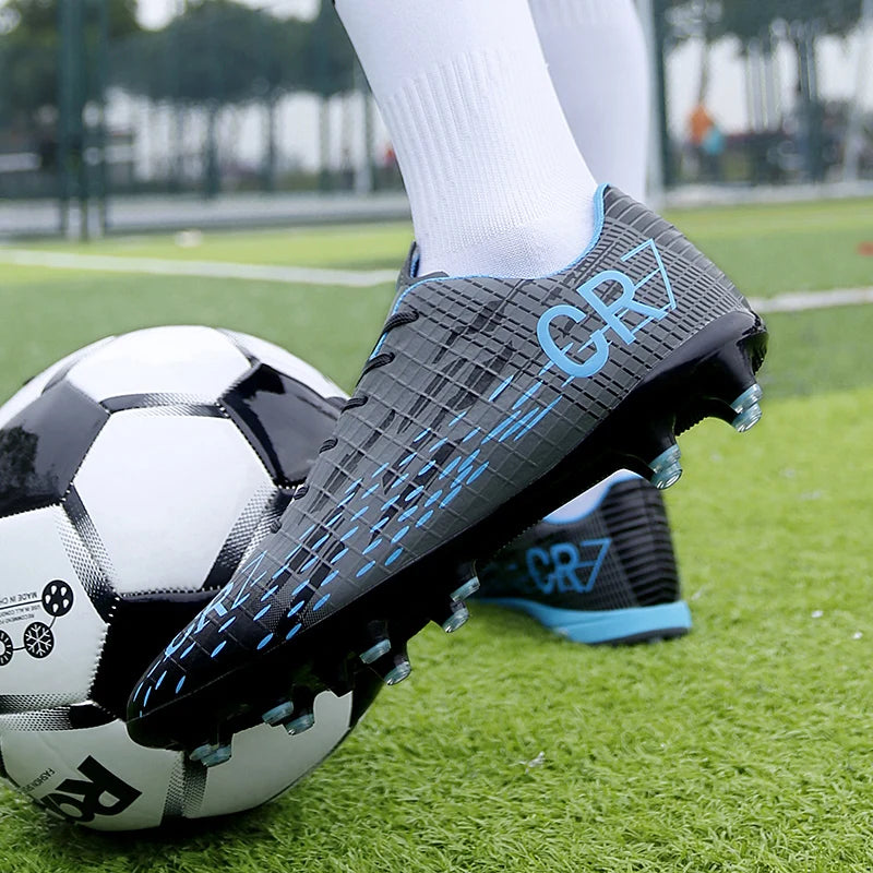 CR7 soccer boots - (Black & Orange) speed boots for artificial grass