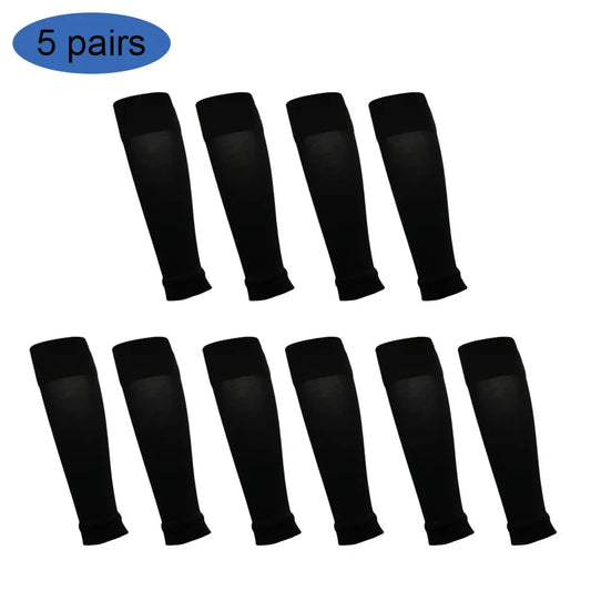 "5-Pack Football Sock Sleeves – Pro Cut Style for Match Day Performance (Black)"