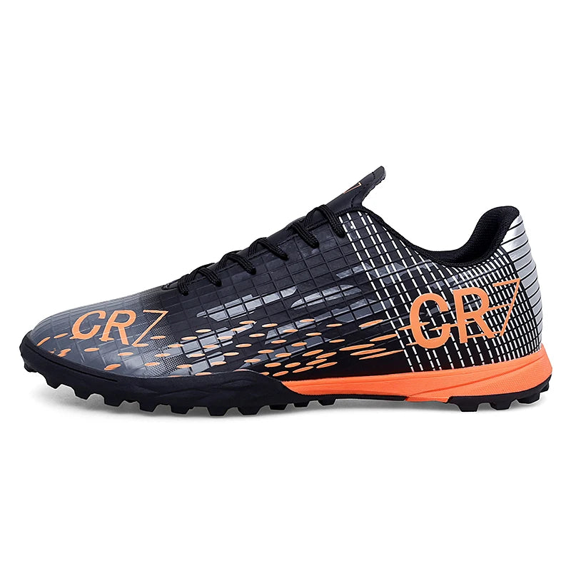 CR7 soccer boots - (Black & Orange) speed boots for artificial grass