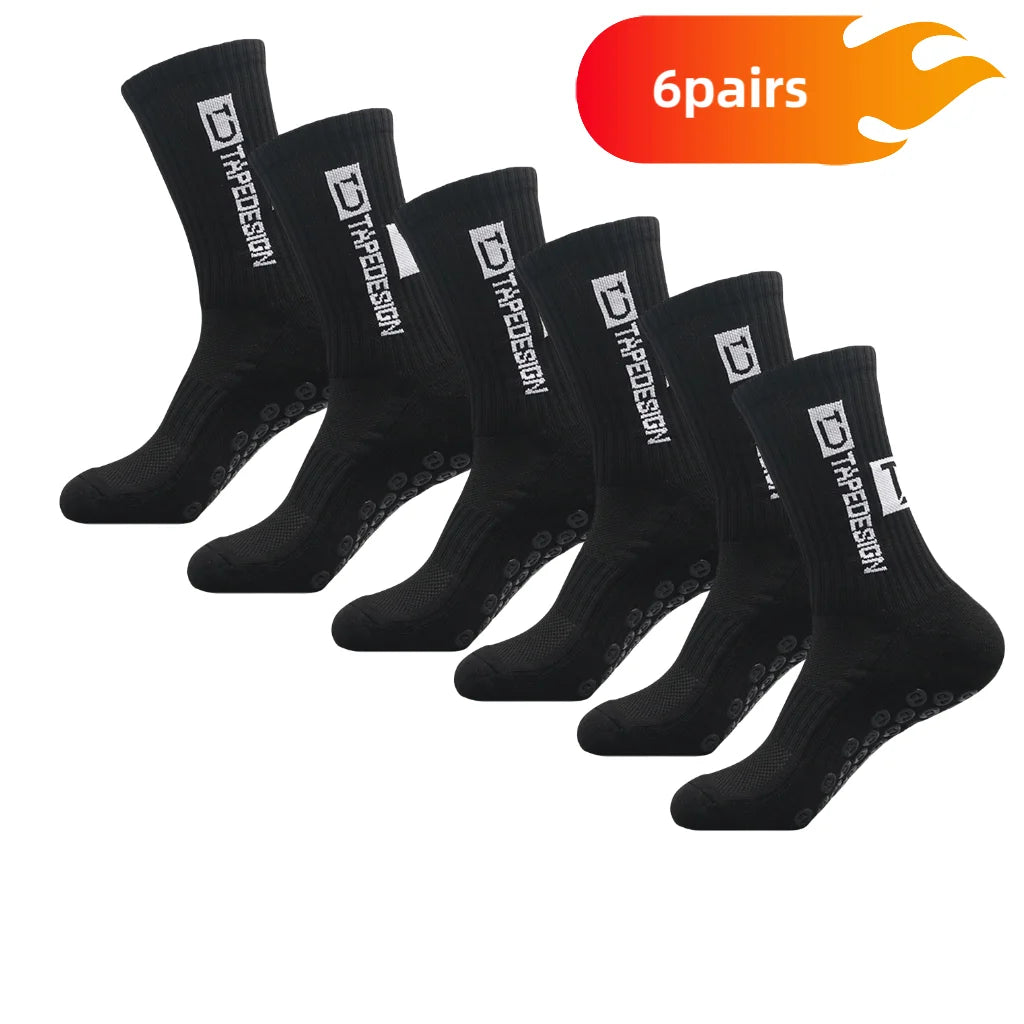 6 Pairs Anti-Slip Football Grip Socks – Pro Tape Style