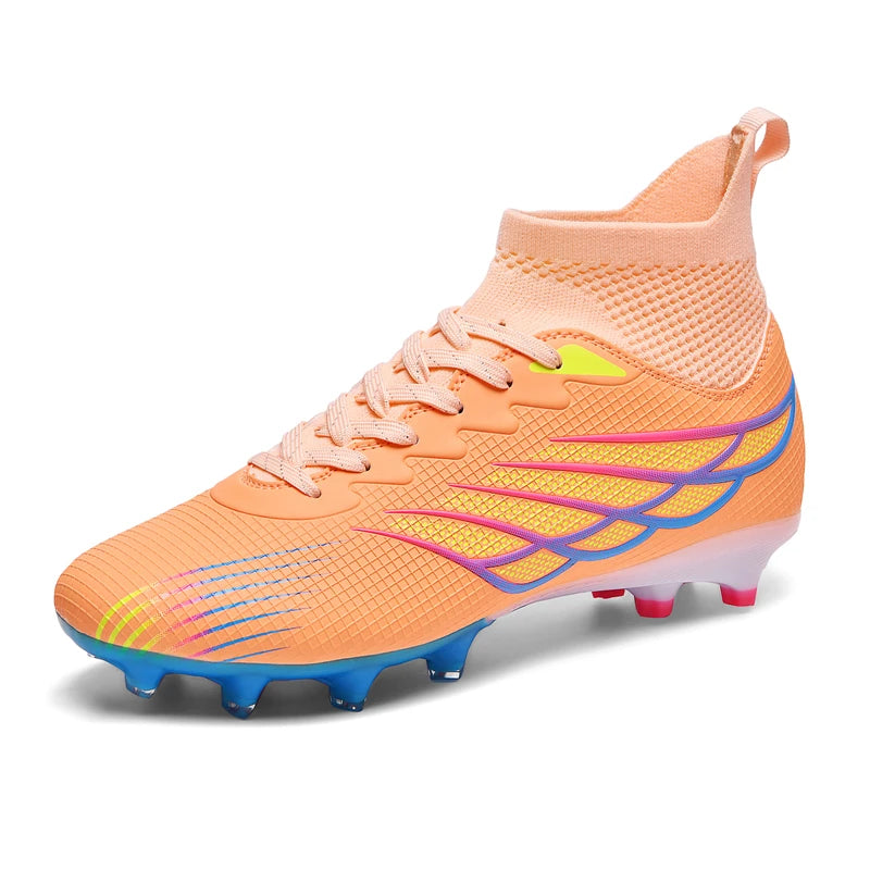 Men’s Black High-Top Football Boots – Lightweight Firm Ground Shoes with Ankle Support