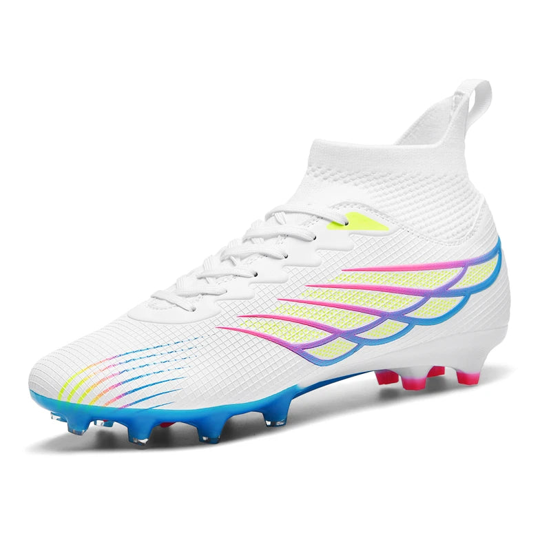 Men’s Black High-Top Football Boots – Lightweight Firm Ground Shoes with Ankle Support