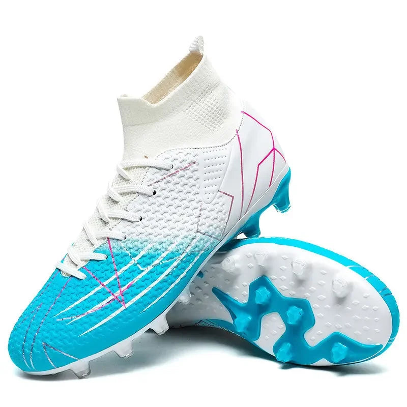 Light football boots  – White & Blue | Pro Grip and Comfort