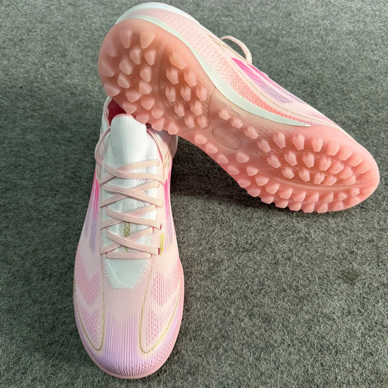 “Pink & White Turf Soccer Cleats – Lightweight Speed Boots”