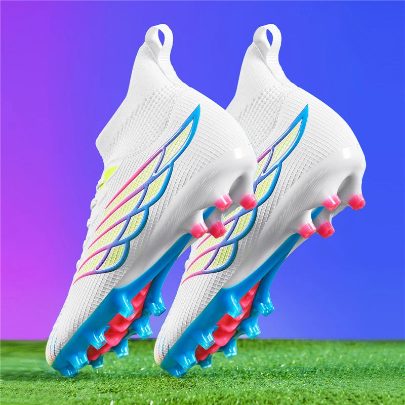 Men’s Black High-Top Football Boots – Lightweight Firm Ground Shoes with Ankle Support