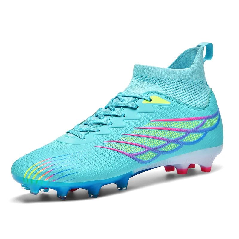 Men’s Black High-Top Football Boots – Lightweight Firm Ground Shoes with Ankle Support
