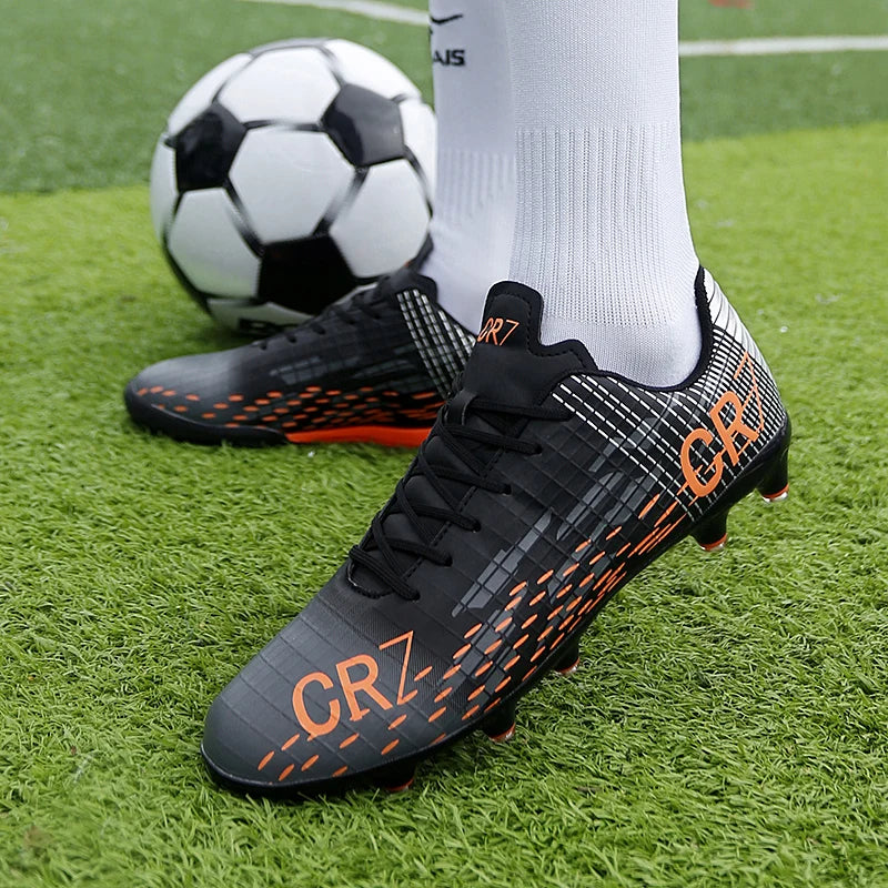 CR7 soccer boots - (Black & Orange) speed boots for artificial grass