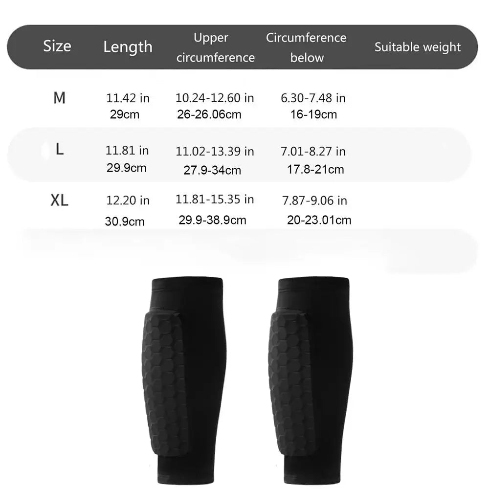 Hex Padded Football Shin Pads – Slip-On Compression Sleeves with Built-In Protection